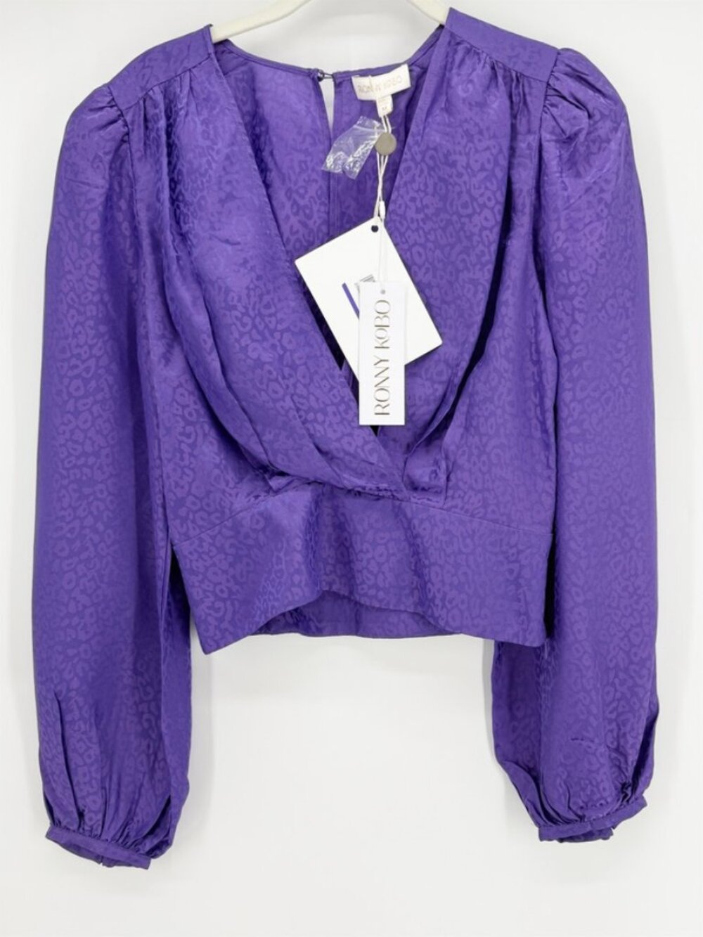 Ronny Kobo M Silk Eugenia Wrap Cropped Top NWT - Picture 2 of 12
